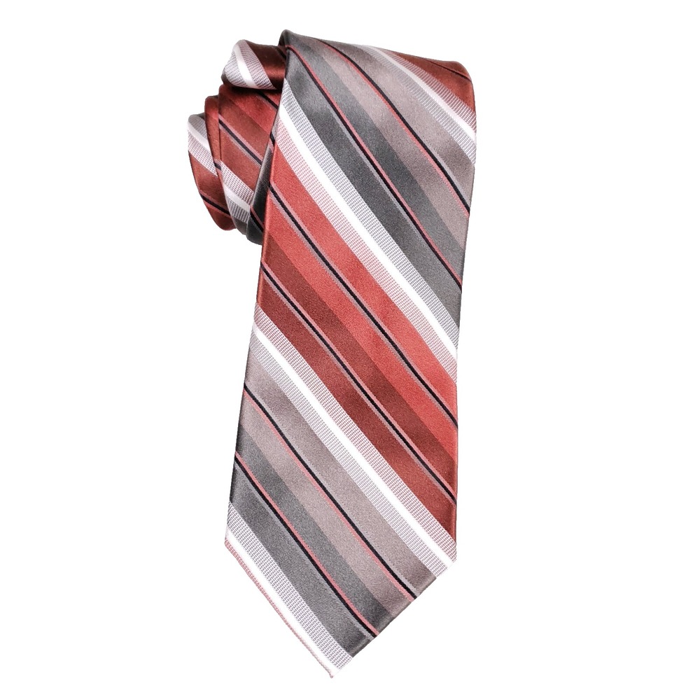 Arrow Tie Red Gray Stripe Diagonal Pattern Silk‎ Necktie Classic Style